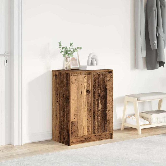 Zapatero de madera envejecida, 57x34x76 cm, madera de ingeniería.