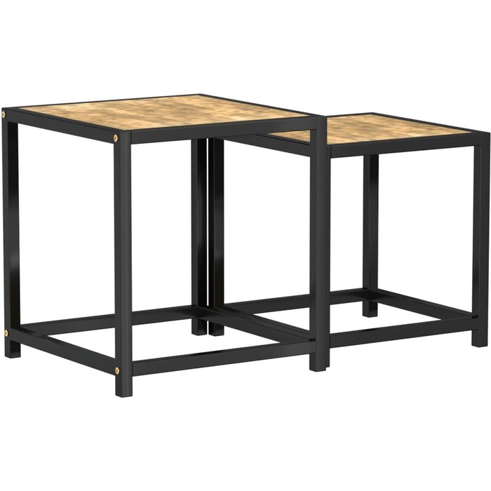Mesas de té 2 piezas mdf negro y amarillo