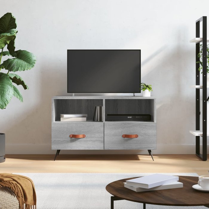 Mueble tv sonoma gris 80x36x50 cm madera contrachapada