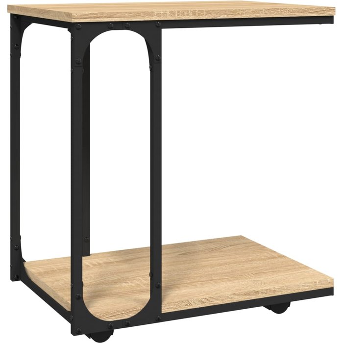 Mesa auxiliar con ruedas madera roble sonoma 50x35x55,5 cm - comfortxl