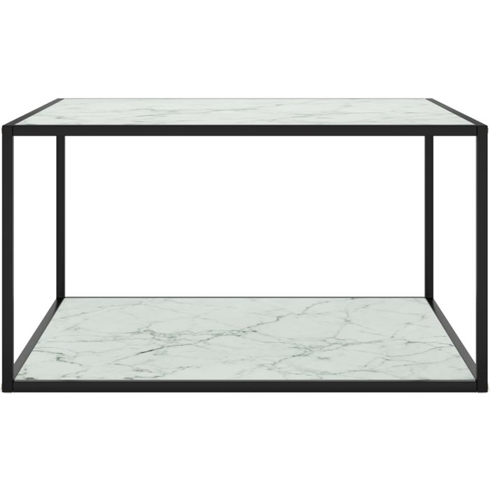 Mesa de centro negra con vidrio de mármol blanco 40x40x50 cm - comfortxl