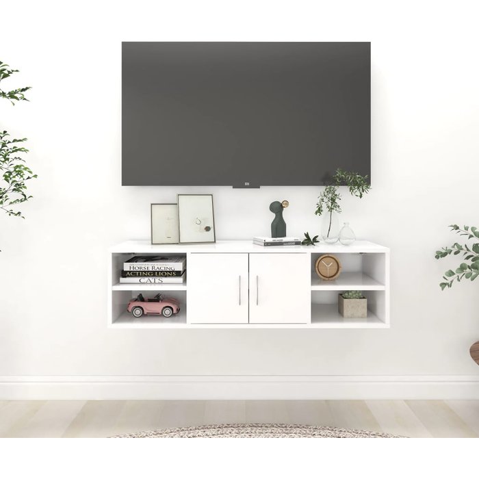 Estantería de pared blanca, 102x30x29 cm, madera de ingeniería.