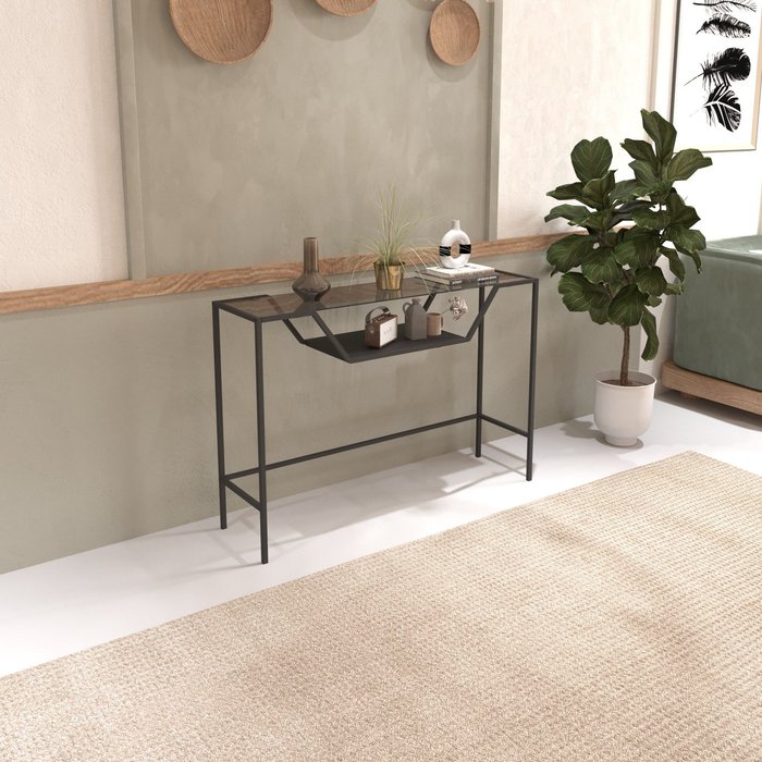 Consola lala vidrio ahumado negro