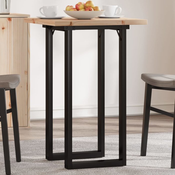 Mesa de comedor marco o madera maciza pino y acero 50x50x75,5cm vidaxl