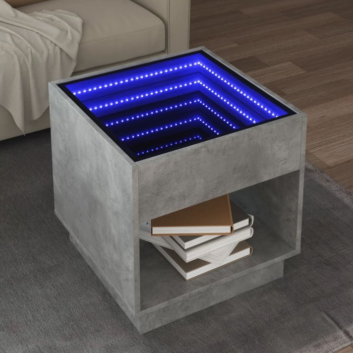 Maison exclusive - mesa de centro con infinity led gris hormigón 50x50x50 cm