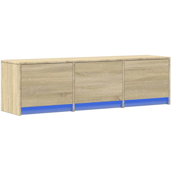 Mueble de tv sonoma con iluminación led, 140 x 34 x 40 cm, madera de ingeniería