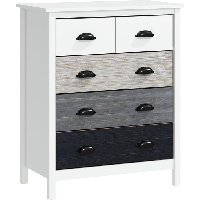 Cómoda con cajones homcom mdf, pino blanco 70x38x85 cm