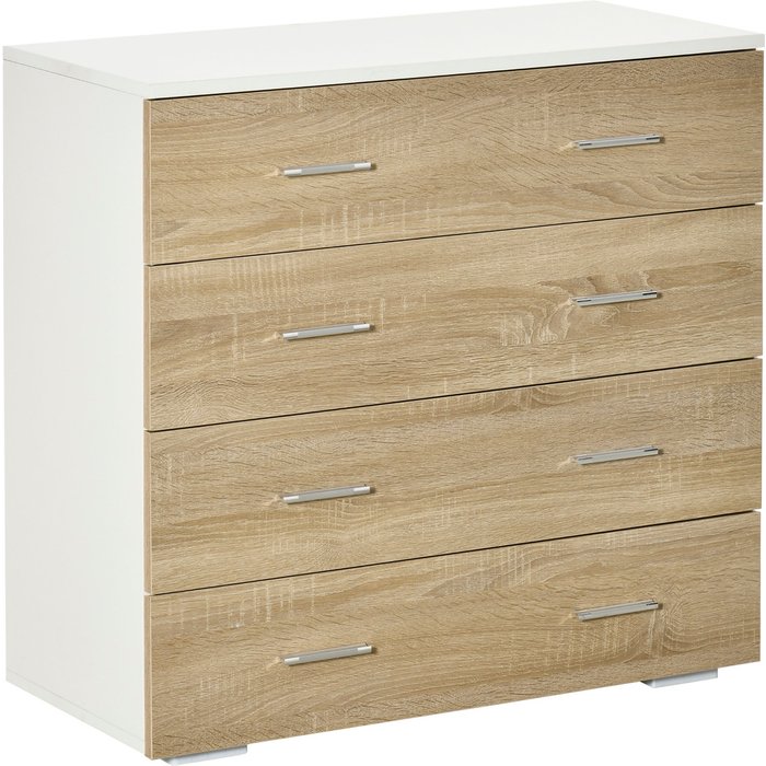 Cómoda 4 cajones 76x35x72cm roble blanco moderna almacenaje dormitorio salón