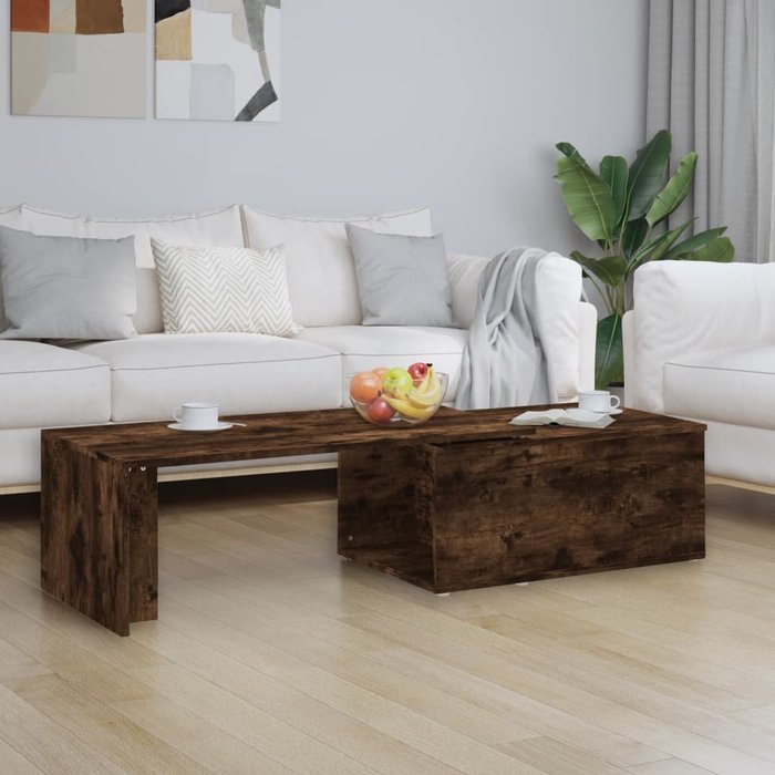 Mesa de centro roble ahumado 150x50x35 cm madera contrachapada