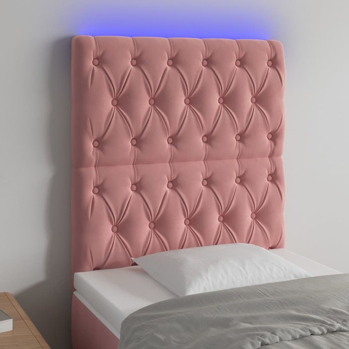Maison exclusive - cabecero con luces led terciopelo rosa 80x7x118/128 cm