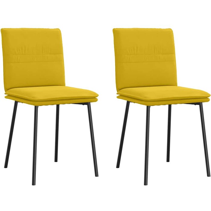 Juego de 2 sillas de comedor de terciopelo amarillo