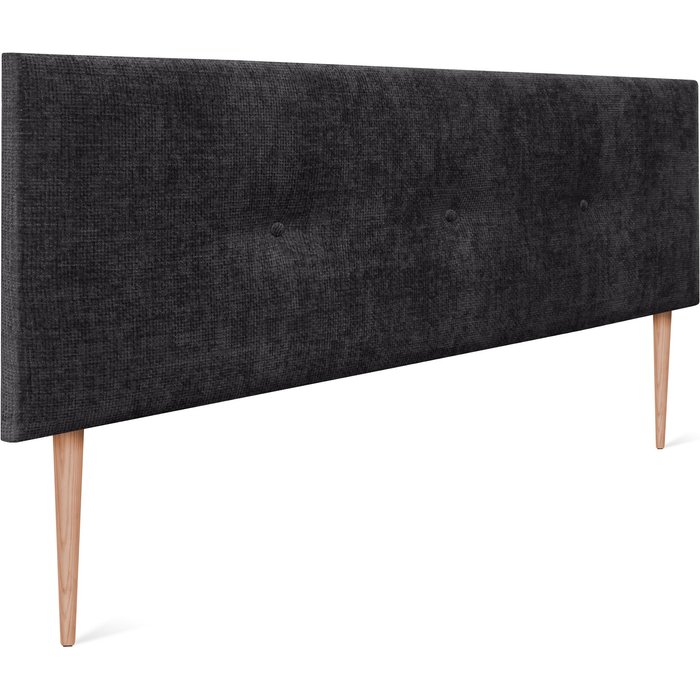 Dhome cabecero de lana natural con botones 150x105cm con patas camas 150 - negro