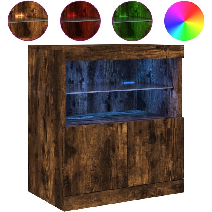 Aparador con luces led roble ahumado 60x37x67 cm - comfortxl