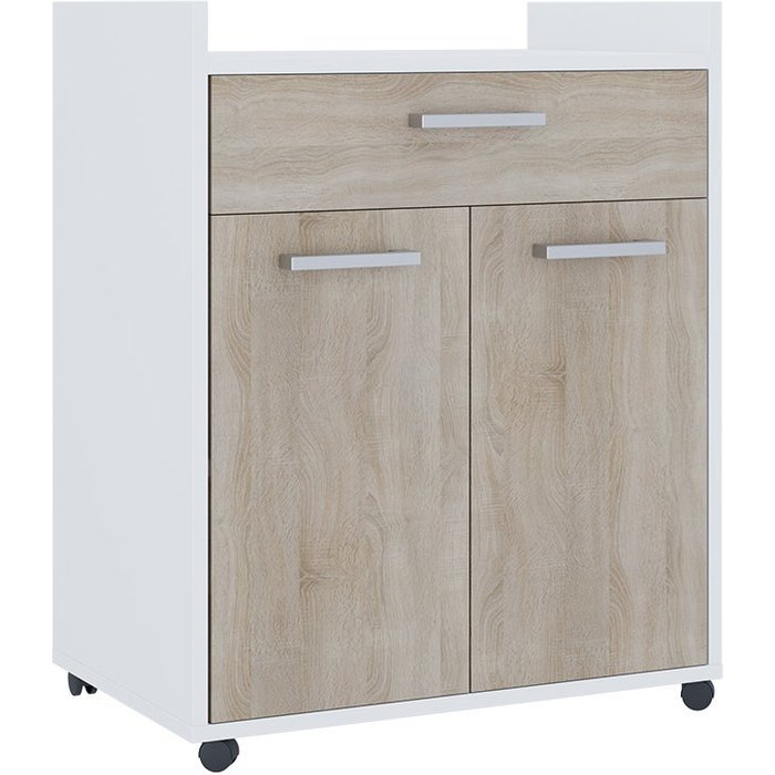 Vicco cajonera con ruedas ansel, blanco/sonoma, 60 x 40 cm con cajones