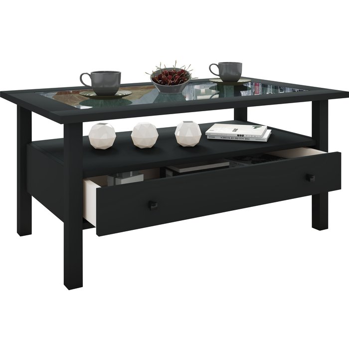 Vcm mesa auxiliar y mesa de centro lingis negro h. 42 x b. 90 x t. 54 cm