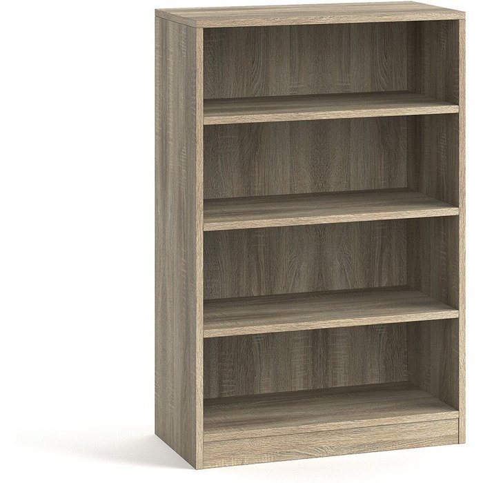 Biblioteca de diseño amplio con 3 estantes, color roble claro colección tolly