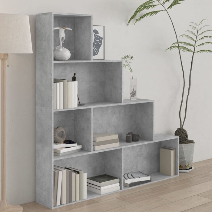 Librería/separador de ambientes gris cemento 155x24x160 cm