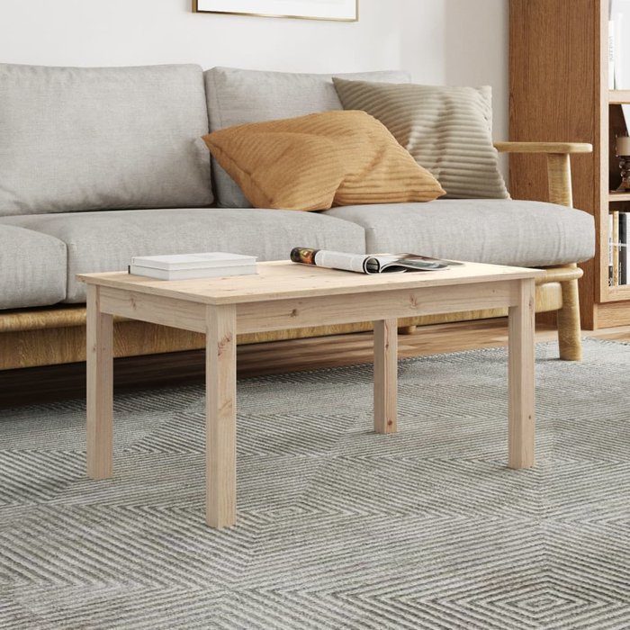 Mesa de centro de 80x50x40 cm, madera maciza de pino.