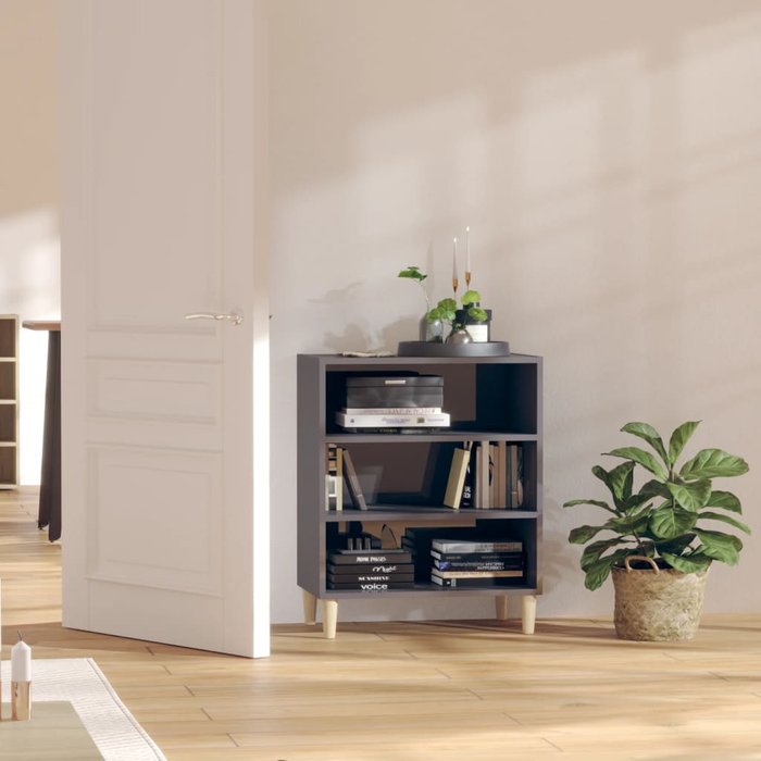 Aparador de madera contrachapada gris brillante 57x35x70 cm - comfortxl