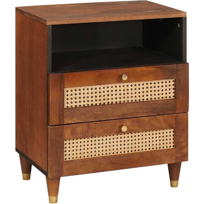 Mesas de noche con cajón 50 x 33 x 62 cm madera de mango maciza vidaxl