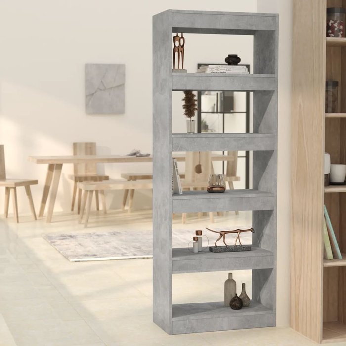 Librería/separador de ambientes gris hormigón 60x30x166 cm