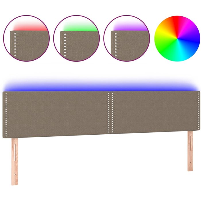 Cabecero cama - mueble cabecero con led de tela gris taupe 200x5x78/88 cm