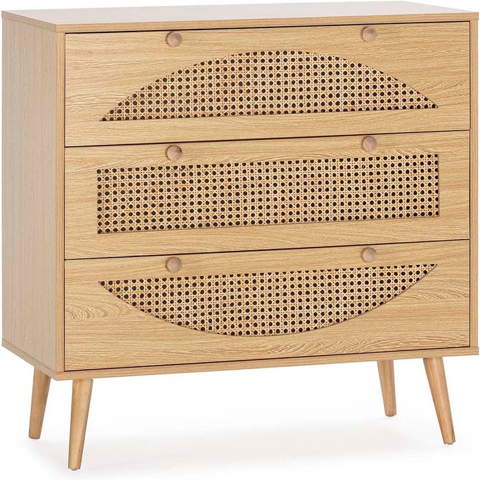 Cómoda de noche luna 3 cajones color roble