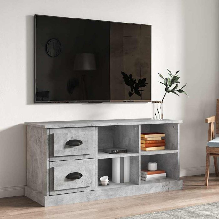 Mueble de tv gris hormigón 102x35,5x47,5 cm madera de ingeniería