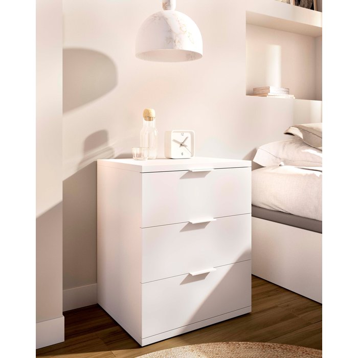 Mesita de noche con 3 cajones rio, blanco - homekit