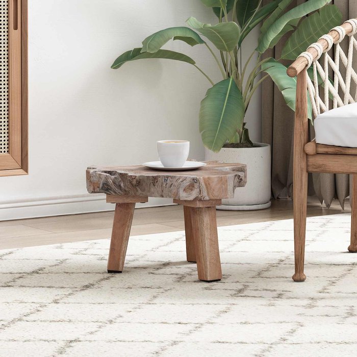 Mesita de noche marrón, 40 x 40 x 25 cm, madera maciza reciclada.