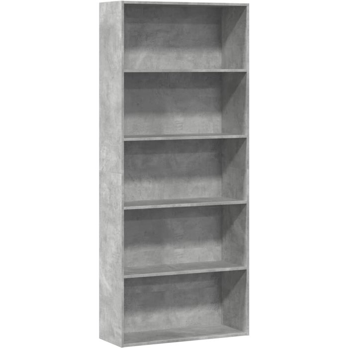 Librería gris hormigón 80x30x189 cm de madera contrachapada