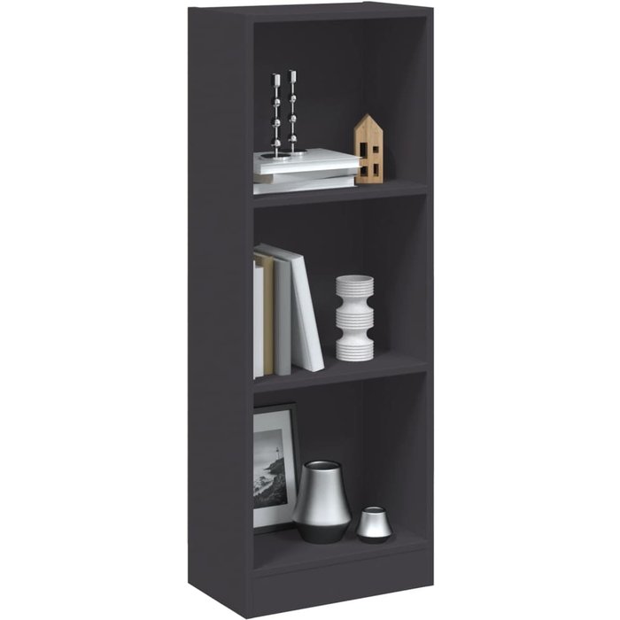 Librería de 3 niveles gris 40x24x109 cm madera de ingeniería
