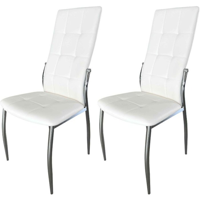 Pack 2 sillas comedor laci estilo moderno polipiel cromadas blanco 101x51x45 cm