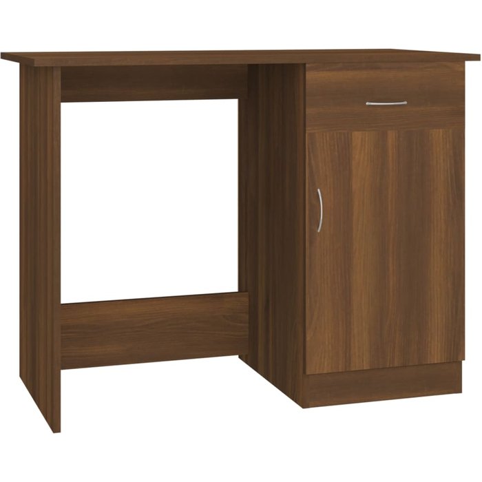 Escritorio de madera contrachapada marrón roble 100x50x76 cm - comfortxl