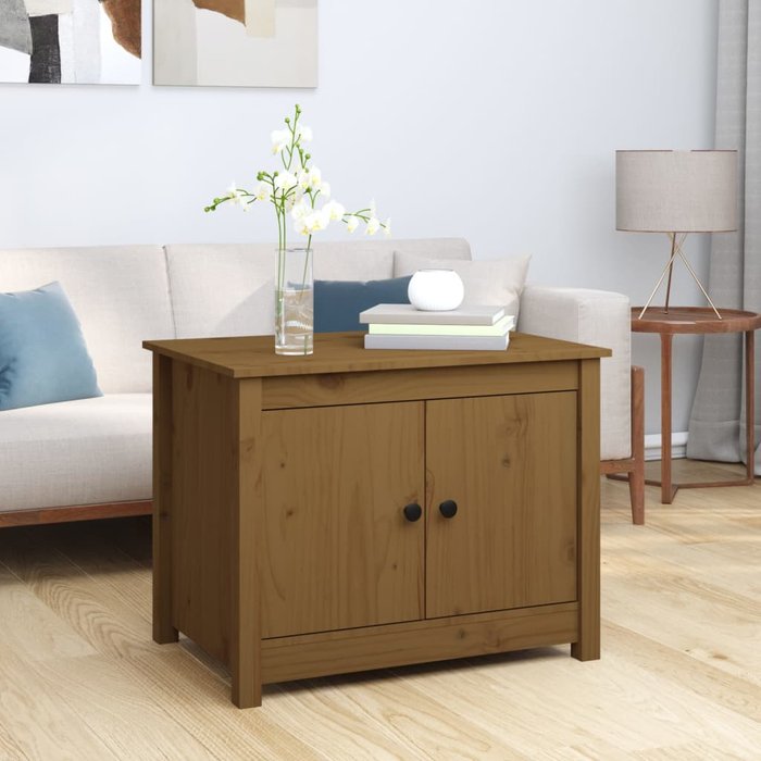 Mesa de centro marrón miel 71x49x55 cm madera maciza de pino