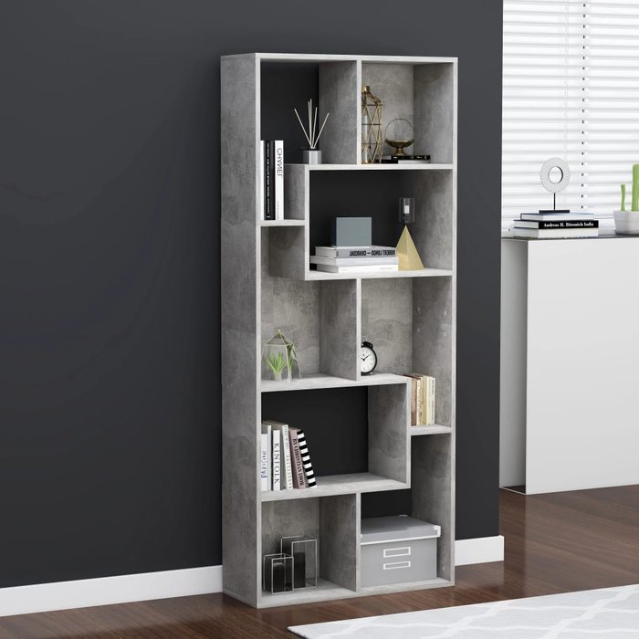 Librería aglomerado gris hormigón 67x24x161 cm