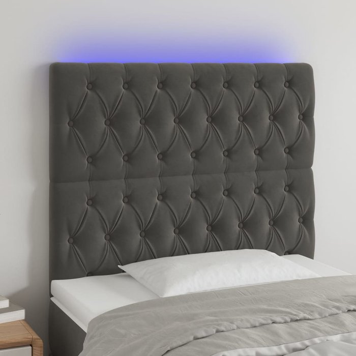 Cabecero led gris oscuro 90x7x118/128 cm terciopelo