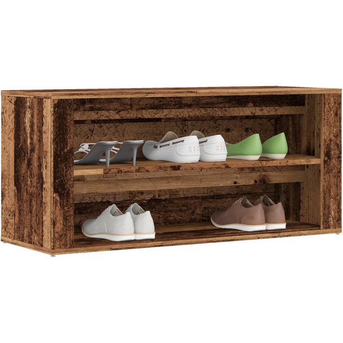 Banco zapatero, madera envejecida, 100x35x45 cm, madera de ingeniería