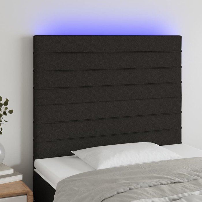 Maison exclusive - cabecero con luces led tela negro 90x5x118/128 cm