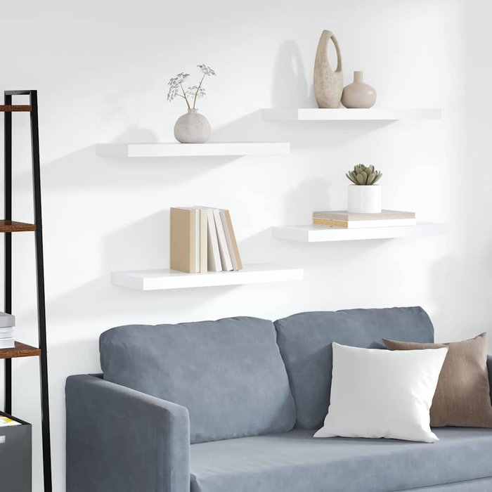 Estantes flotantes de pared, 4 unidades, blancos, 60x23,5x3,8 cm, mdf