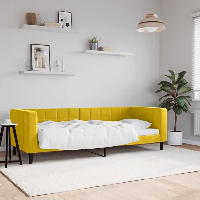 Sofá cama sin colchón terciopelo amarillo 80x200 cm vidaxl