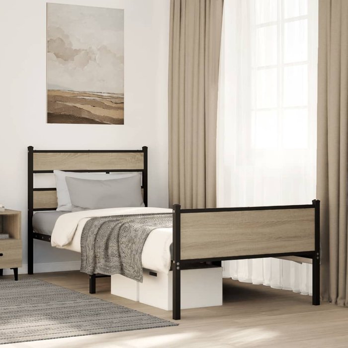 Estructura de cama sin colchón madera roble sonoma 90x190 cm vidaxl