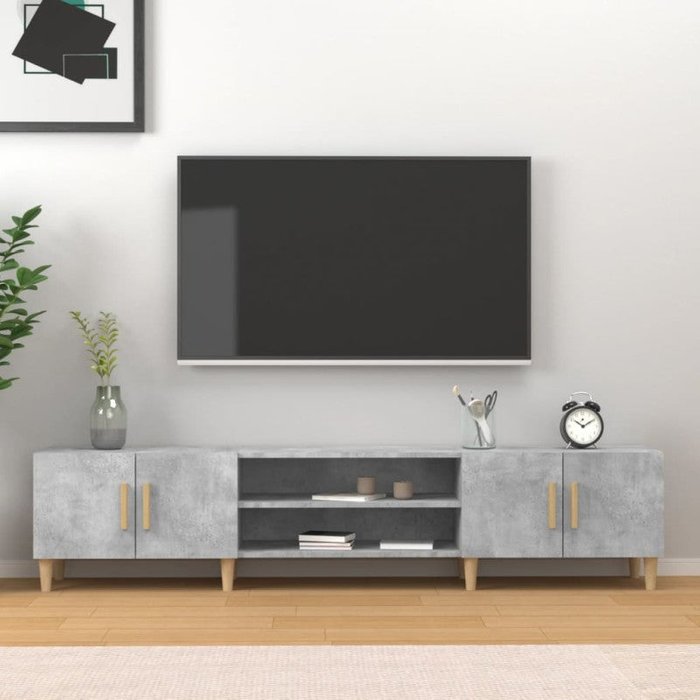 Vidaxl mueble de tv madera contrachapada gris hormigón 180x31,5x40 cm