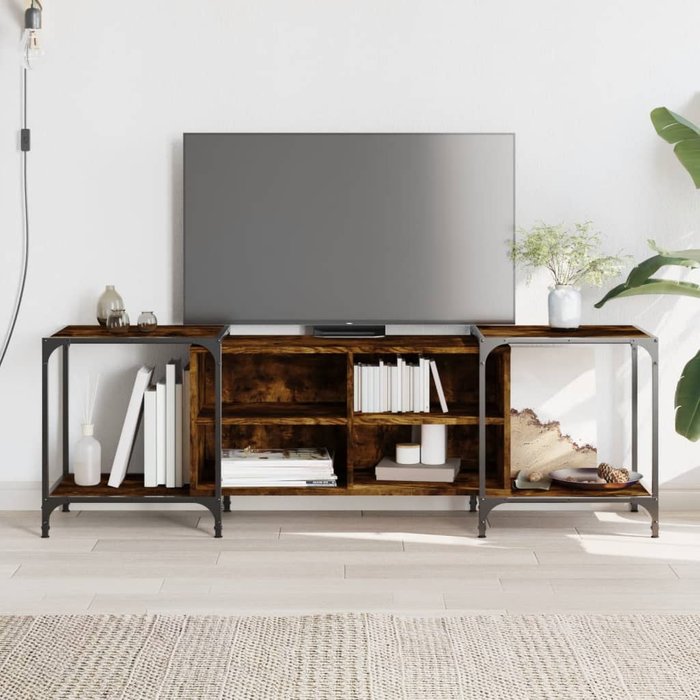 Mueble tv roble ahumado 153x37x50 cm madera contrachapada