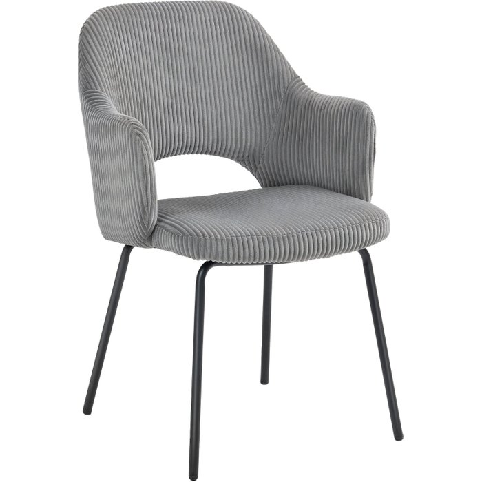Silla con brazos - unidad - pana y metal - gris (62,5x57x85,5cm)