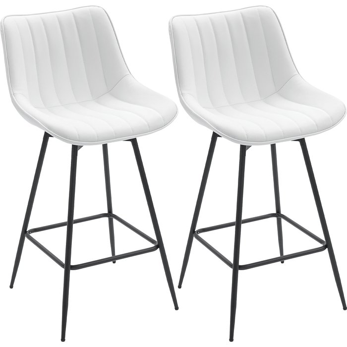 Conjunto 2 taburetes bar giratorios blancos 97cm - estructura acero tapizado pu