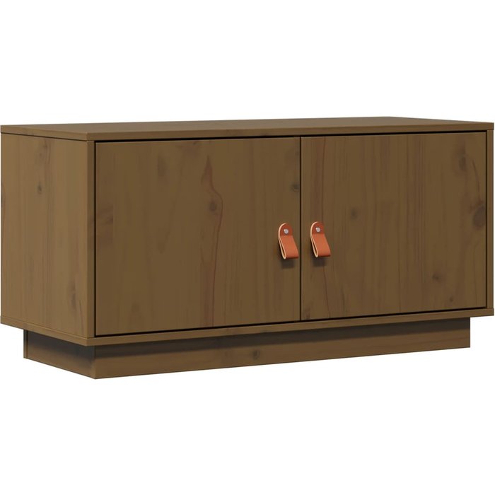 Mueble tv de pino macizo color marrón miel 80x34x40 cm - comfortxl