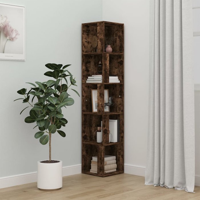 Mueble esquinero roble ahumado 33x33x164,5 cm madera contrachapada