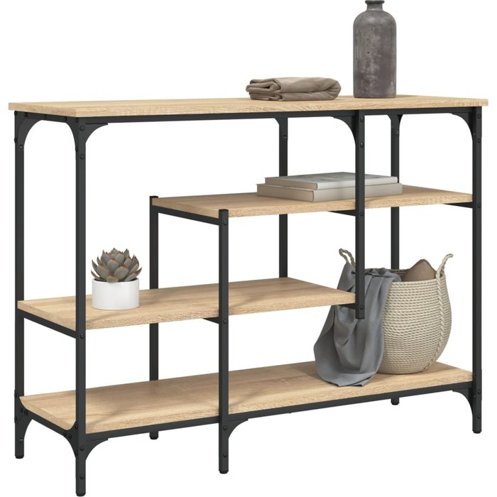 Mesa consola con estantes roble sonoma 100x35x75 cm