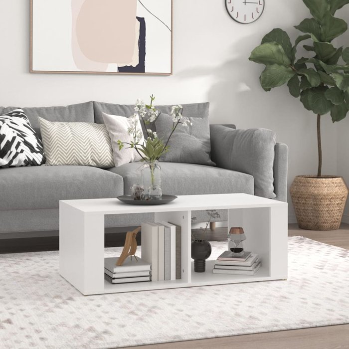 Mesa de centro blanco 100x50x36 cm madera contrachapada